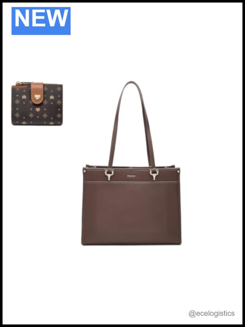 Genuine Leather Large Tote Bag with Card Holder Wallet for Women
